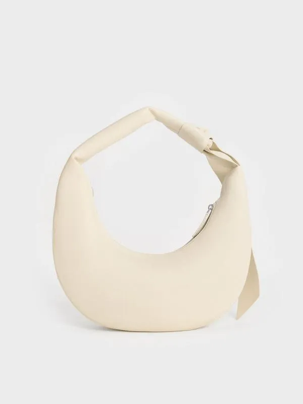 Women Mini Toni Knotted Crescent Hobo Bag 8211 Chalk CHARLES and KEITH Hobo Bags