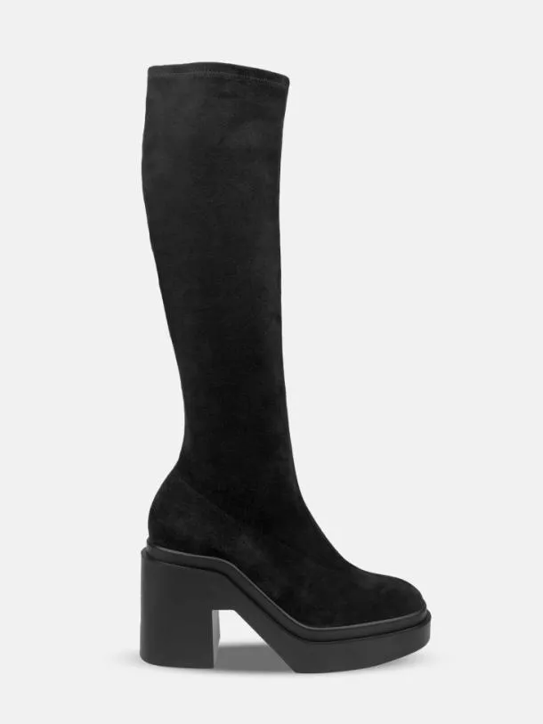Women NALINI Suede Stretch Black Clergerie Boots and High Boots