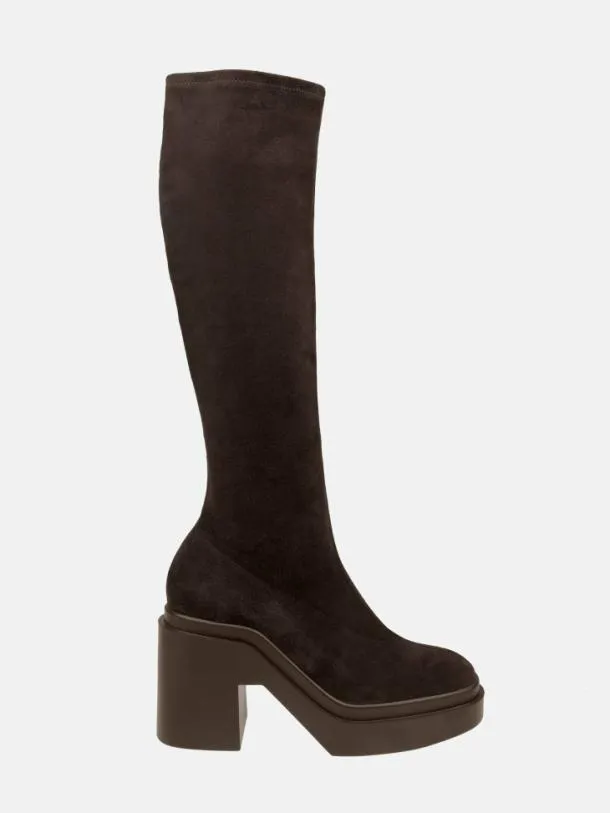 Women NALINI Suede Stretch Brown Clergerie Boots and High Boots
