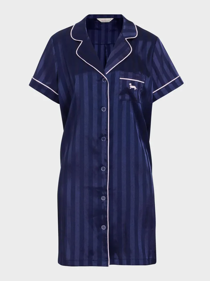 Women Navy Stripe Short Sleeve Nightshirt Navy Peter Alexander Nighties