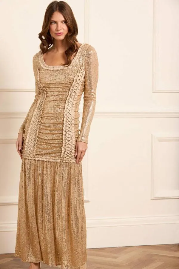 Women Needle and Thread Arabella Long Sleeve Gown Beige