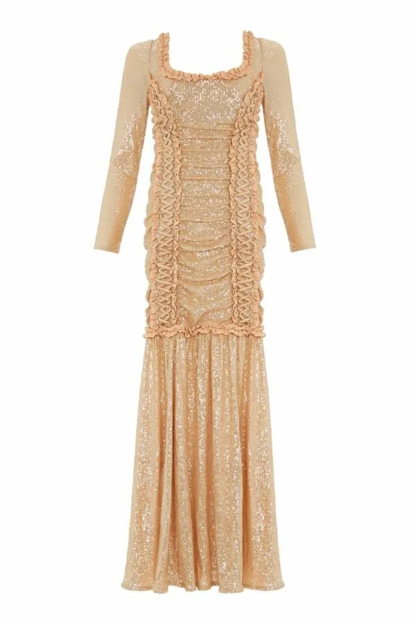 Women Needle and Thread Arabella Long Sleeve Gown Beige Women Needle and Thread Arabella Long Sleeve Gown Beige