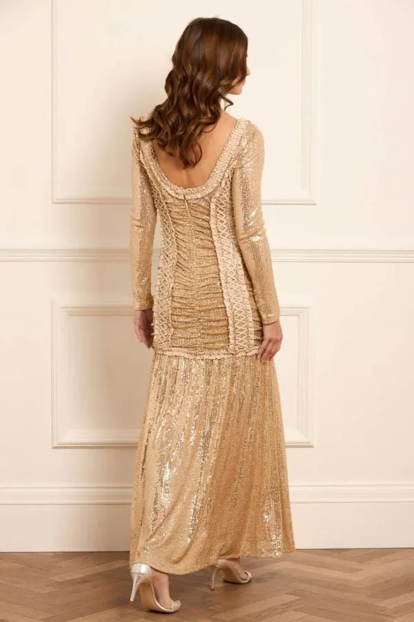 Women Needle and Thread Arabella Long Sleeve Gown Beige Women Needle and Thread Arabella Long Sleeve Gown Beige
