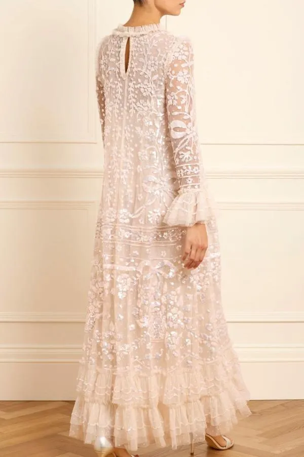 Women Needle and Thread Celia Long Sleeve Ankle Gown Champagne Women Needle and Thread Celia Long Sleeve Ankle Gown Champagne