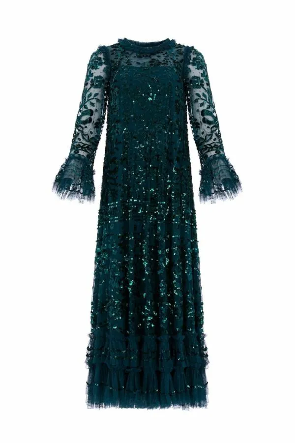 Women Needle and Thread Celia Long Sleeve Ankle Gown Green Women Needle and Thread Celia Long Sleeve Ankle Gown Green