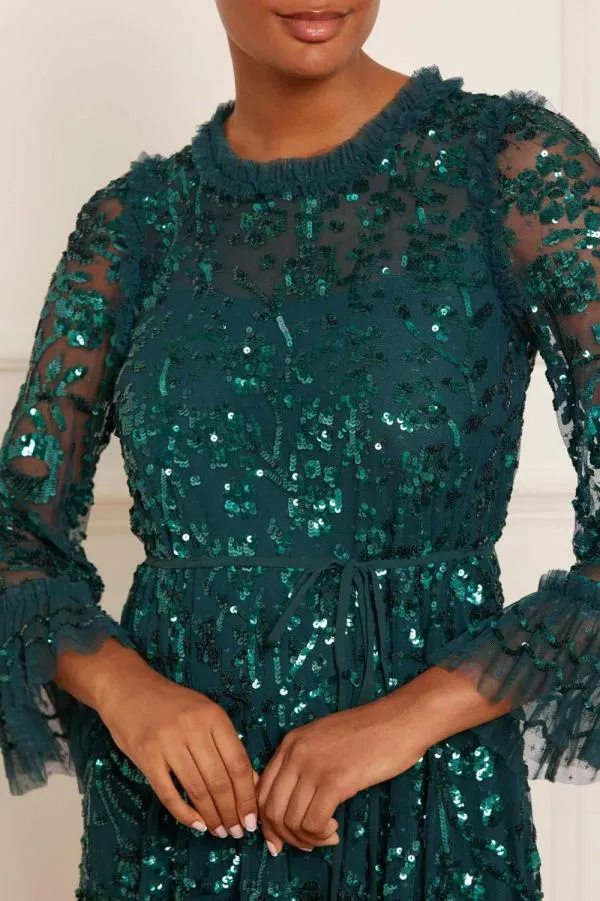 Women Needle and Thread Celia Long Sleeve Ankle Gown Green Women Needle and Thread Celia Long Sleeve Ankle Gown Green