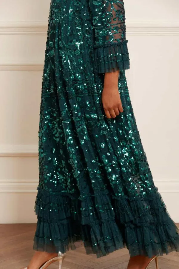 Women Needle and Thread Celia Long Sleeve Ankle Gown Green Women Needle and Thread Celia Long Sleeve Ankle Gown Green