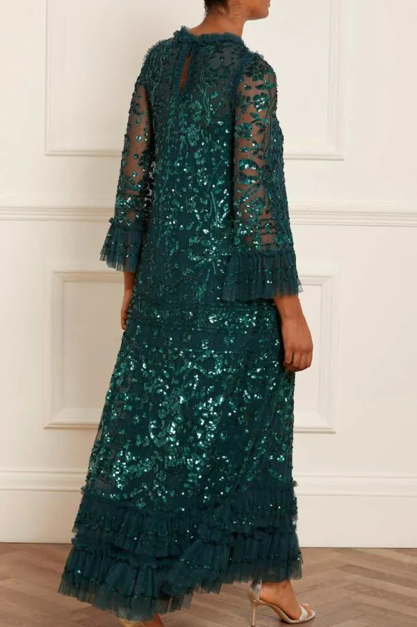 Women Needle and Thread Celia Long Sleeve Ankle Gown Green Women Needle and Thread Celia Long Sleeve Ankle Gown Green