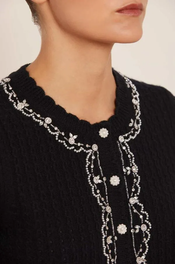 Women Needle and Thread Crystal Border Short Cardigan Black Women Needle and Thread Crystal Border Short Cardigan Black