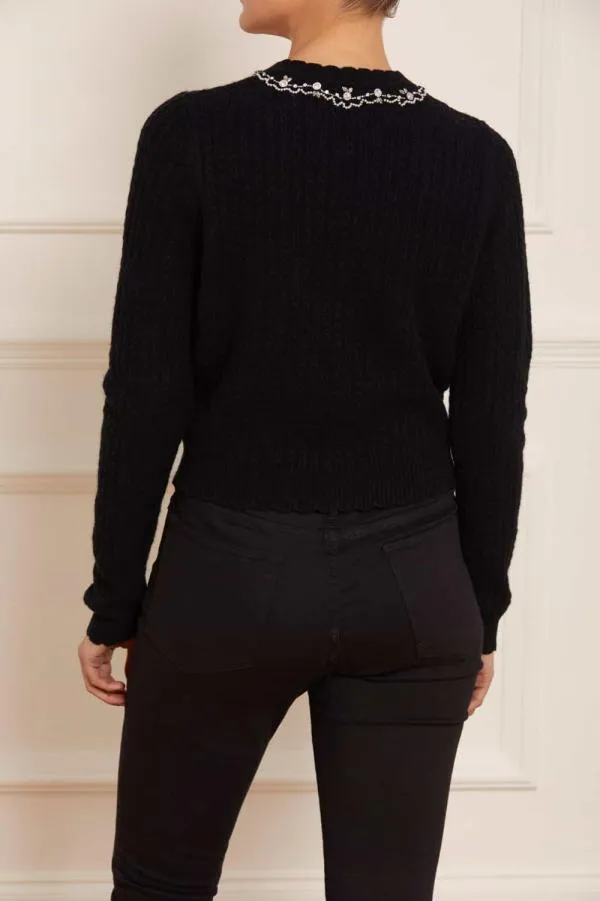 Women Needle and Thread Crystal Border Short Cardigan Black Women Needle and Thread Crystal Border Short Cardigan Black