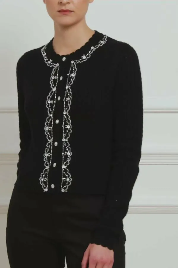 Women Needle and Thread Crystal Border Short Cardigan Black Women Needle and Thread Crystal Border Short Cardigan Black