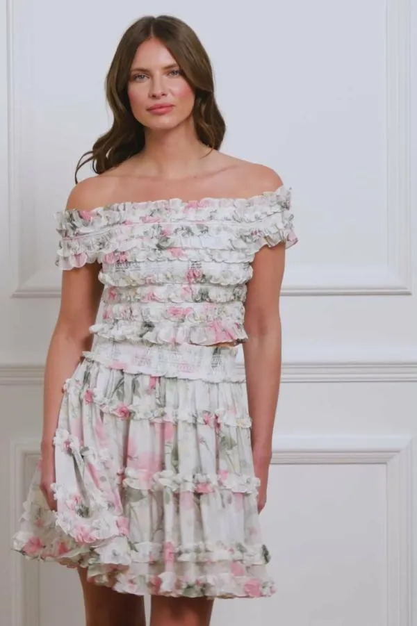 Women Needle and Thread Rose Chiffon Smocked OffShoulder Top Multi Women Needle and Thread Rose Chiffon Smocked OffShoulder Top Multi