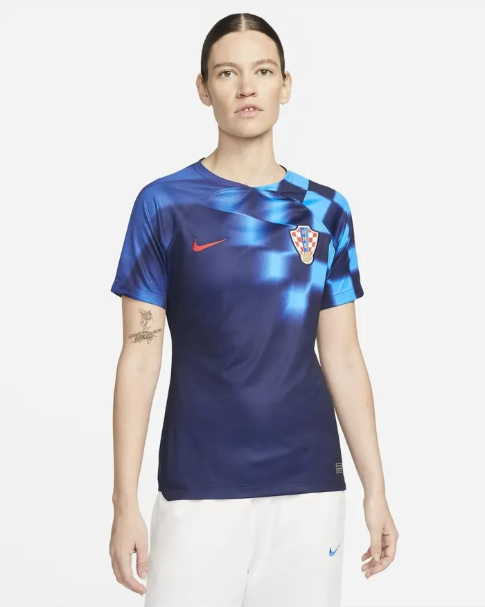Women Nike All Clothing Croatia 202223 Stadium Away Blackened Blueuniversity Red