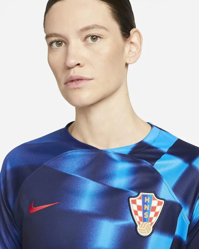 Women Nike All Clothing Croatia 202223 Stadium Away Blackened Blueuniversity Red