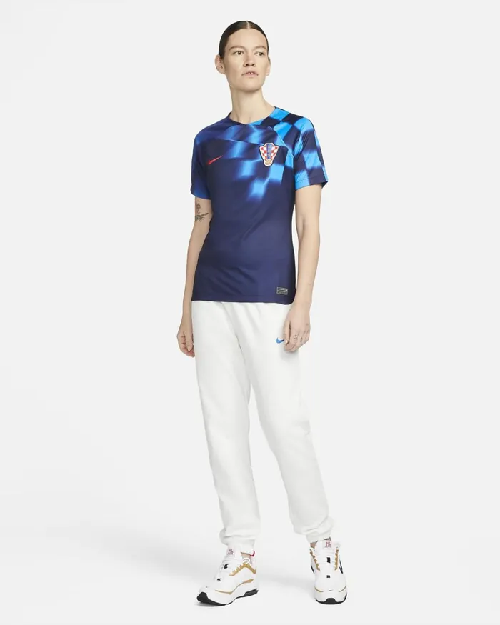 Women Nike All Clothing Croatia 202223 Stadium Away Blackened Blueuniversity Red
