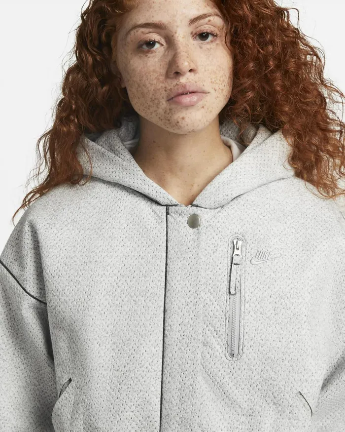 Women Nike All Clothing Forward Bomber Jacket Light Smoke Greyheatheranthracitelight Smoke Grey