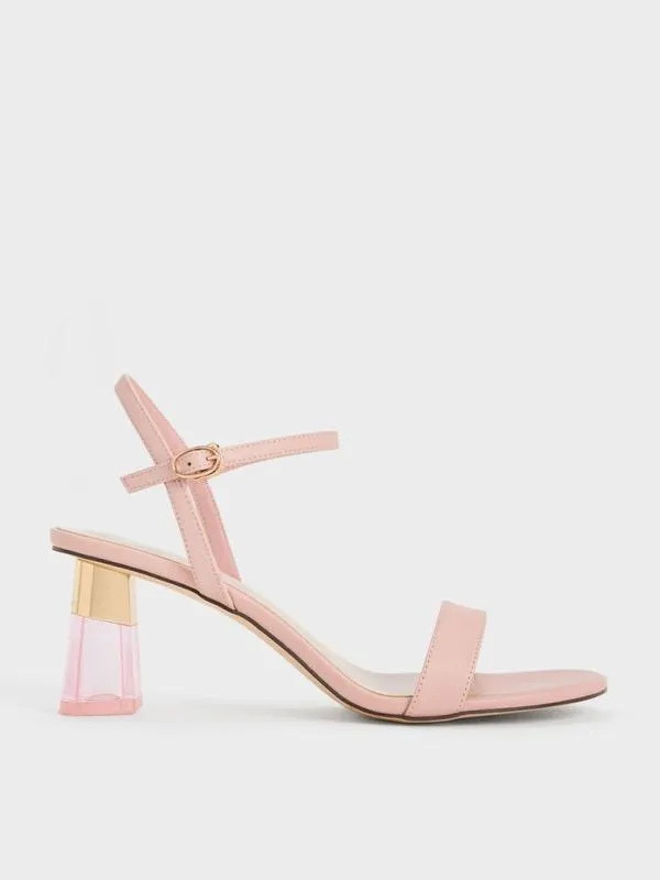 Women Oleana Clear Trapeze Heel Sandals 8211 Blush CHARLES and KEITH Heels