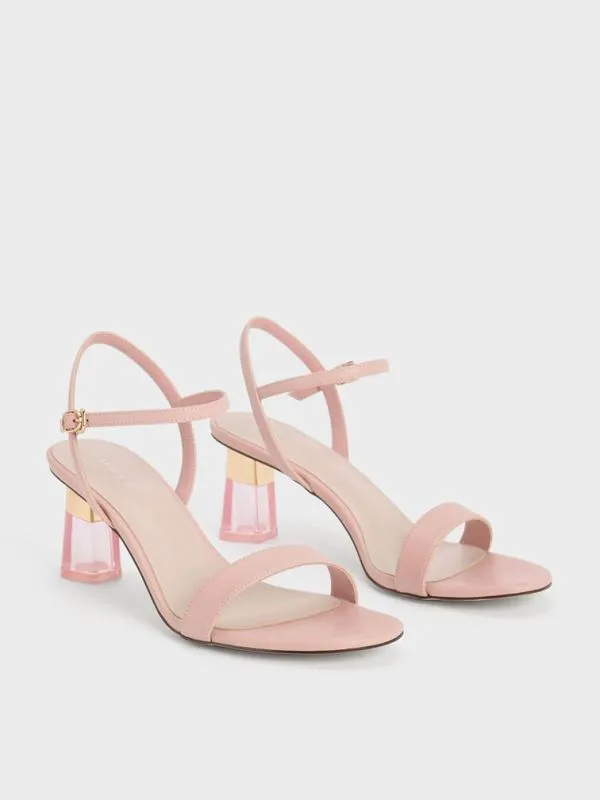 Women Oleana Clear Trapeze Heel Sandals 8211 Blush CHARLES and KEITH Heels