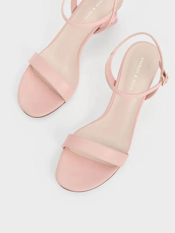 Women Oleana Clear Trapeze Heel Sandals 8211 Blush CHARLES and KEITH Heels