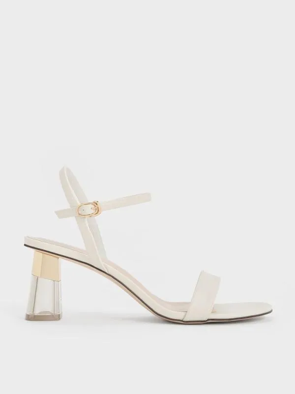 Women Oleana Clear Trapeze Heel Sandals 8211 Chalk CHARLES and KEITH Heels