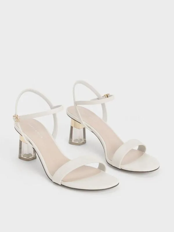 Women Oleana Clear Trapeze Heel Sandals 8211 Chalk CHARLES and KEITH Heels