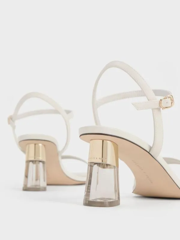 Women Oleana Clear Trapeze Heel Sandals 8211 Chalk CHARLES and KEITH Heels