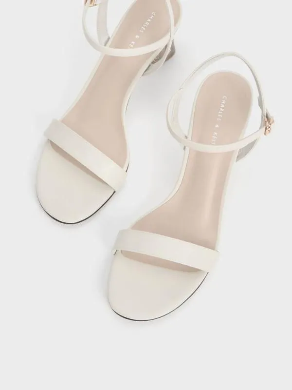 Women Oleana Clear Trapeze Heel Sandals 8211 Chalk CHARLES and KEITH Heels
