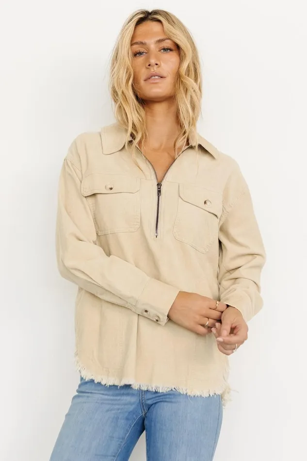 Women Outerwear Baltic Born Hector Half Zip Corduroy Top Natural