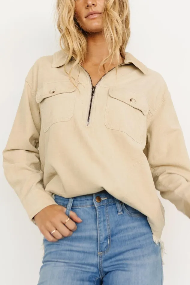 Women Outerwear Baltic Born Hector Half Zip Corduroy Top Natural