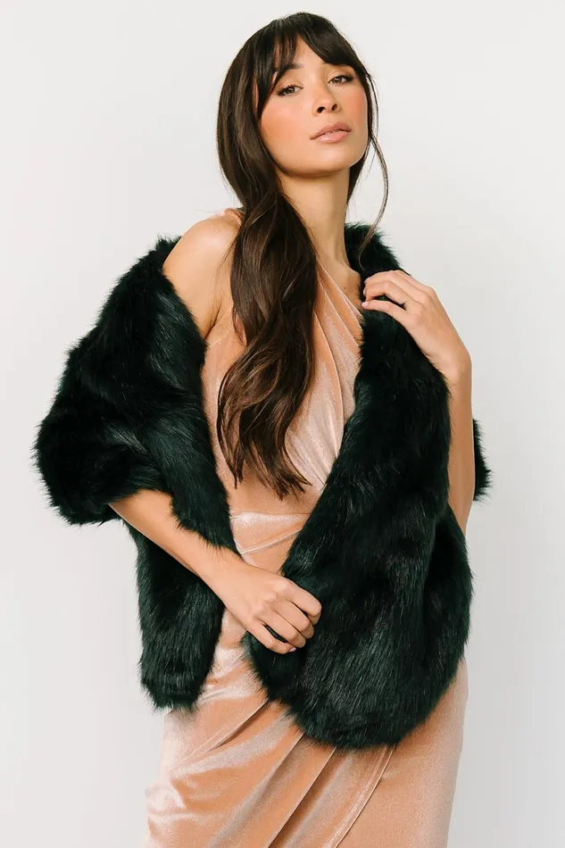 Women Outerwear Baltic Born Jovie Faux Fur Shawl Deep Emerald