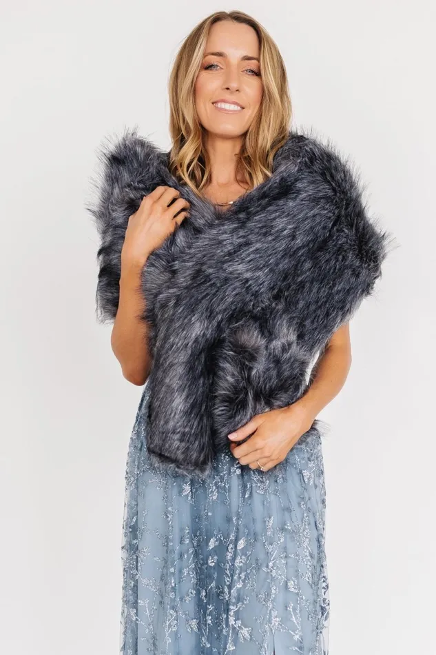 Women Outerwear Baltic Born Valerie Faux Fur Shawl Dark Gray