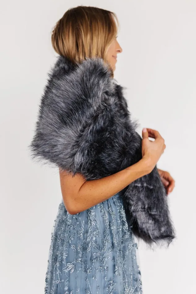 Women Outerwear Baltic Born Valerie Faux Fur Shawl Dark Gray Women Outerwear Baltic Born Valerie Faux Fur Shawl Dark Gray