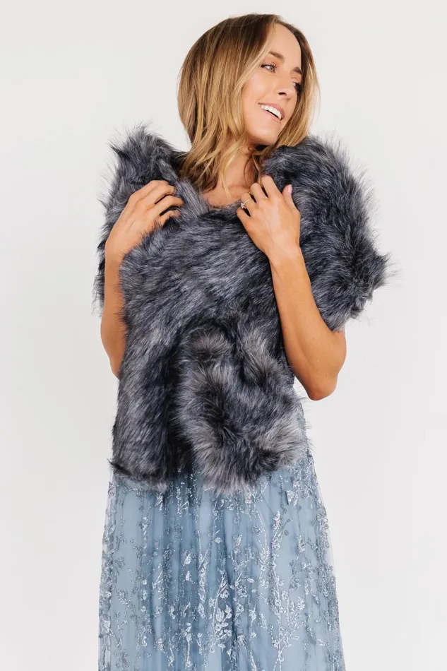 Women Outerwear Baltic Born Valerie Faux Fur Shawl Dark Gray Women Outerwear Baltic Born Valerie Faux Fur Shawl Dark Gray