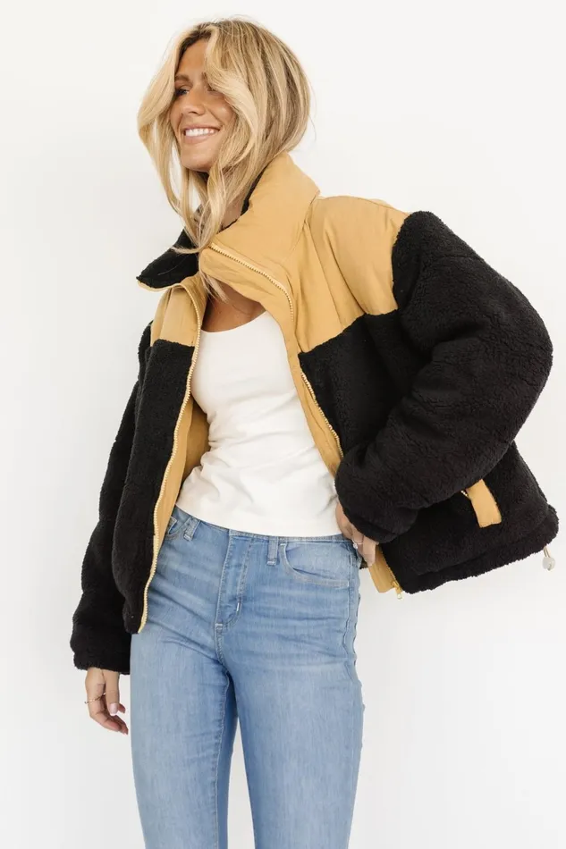 Women Outerwear Baltic Born Weekender Sherpa Puffer Jacket Khaki Black Women Outerwear Baltic Born Weekender Sherpa Puffer Jacket Khaki Black