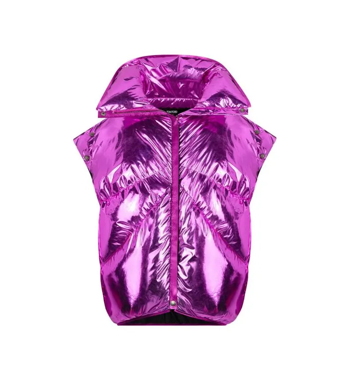 Women Outerwear Tom Ford Nylon Puffer With Detachable Sleeves Fuschia