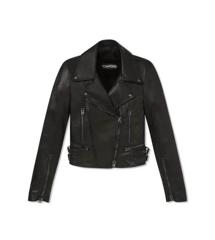 Women Outerwear Tom Ford Plonge Fitted Biker Jacket Black