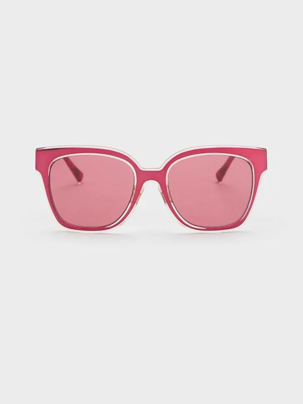 Women Oversized Square Metallic Accent Sunglasses 8211 Fuchsia CHARLES and KEITH Square Women Oversized Square Metallic Accent Sunglasses 8211 Fuchsia CHARLES and KEITH Square