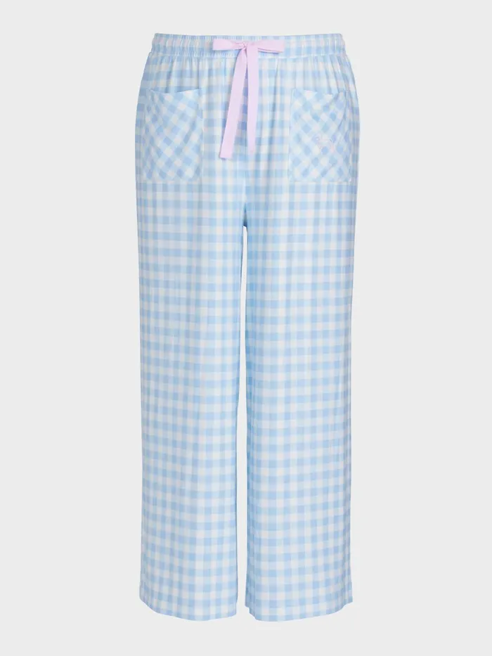 Women PA Plus Blue Plush Gingham Wide Leg Pj Pant Multi Peter Alexander Online Only Styles