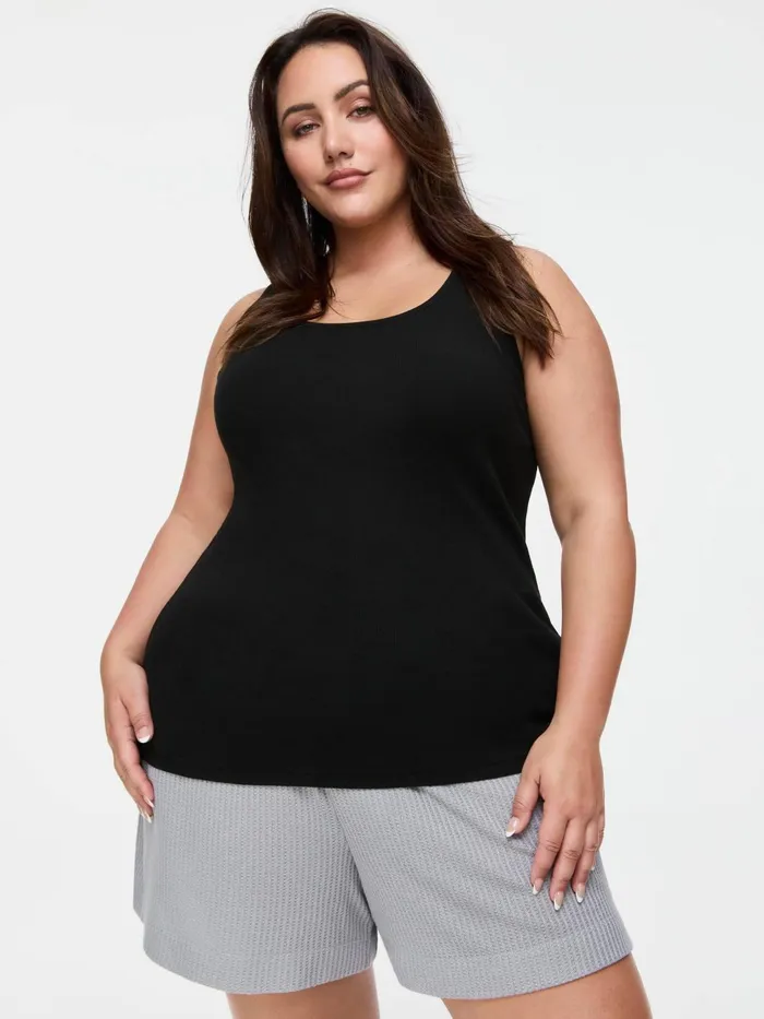 Women PA Plus Classic Tank With Shelf Bra Navy Peter Alexander Classic Tops