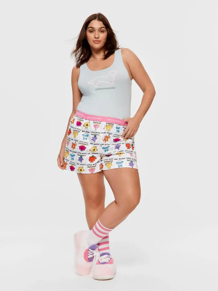 Women PA Plus Mr Men and Little Miss Character Mid Short Multi Peter Alexander Shorts