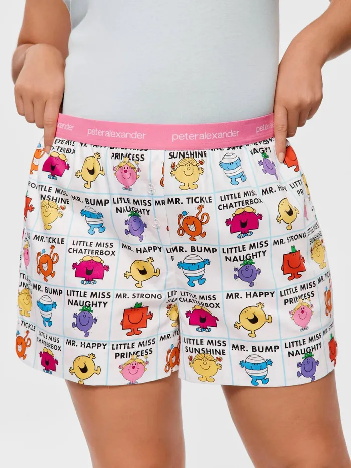 Women PA Plus Mr Men and Little Miss Character Mid Short Multi Peter Alexander Shorts