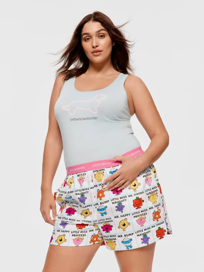 Women PA Plus Mr Men and Little Miss Character Mid Short Multi Peter Alexander Shorts
