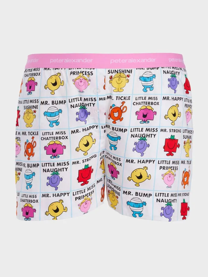 Women PA Plus Mr Men and Little Miss Character Mid Short Multi Peter Alexander Shorts