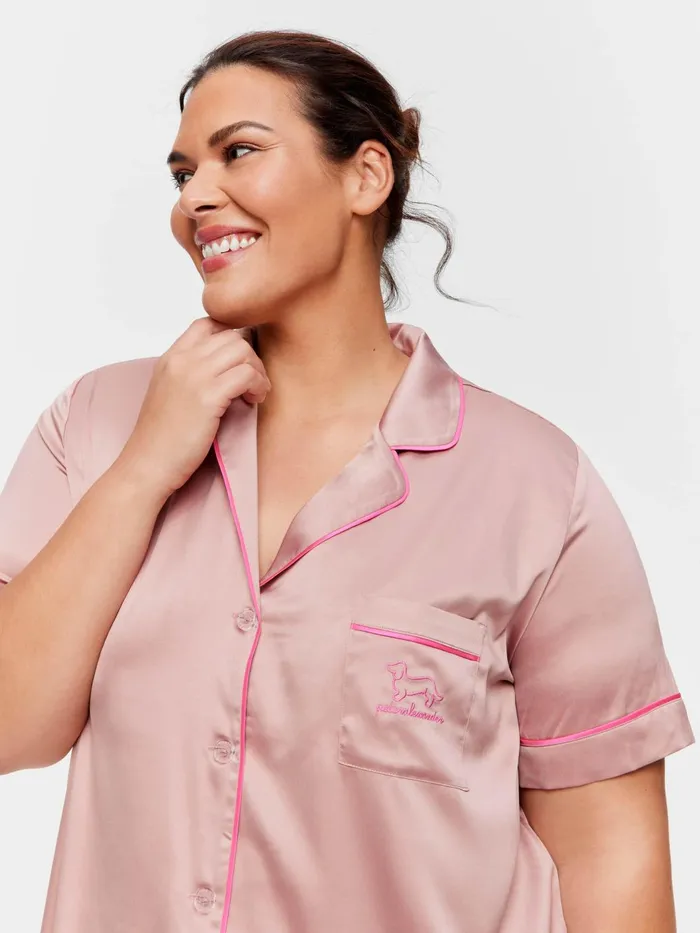 Women PA Plus Nougat Satin Short Sleeve Nightshirt Multi Peter Alexander Satin