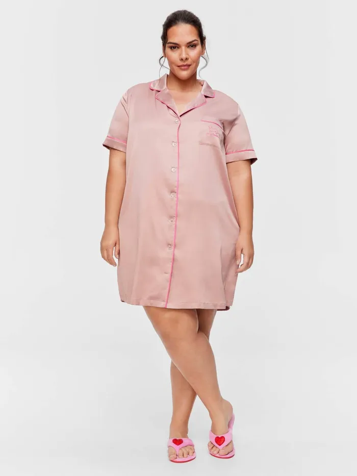 Women PA Plus Nougat Satin Short Sleeve Nightshirt Multi Peter Alexander Satin