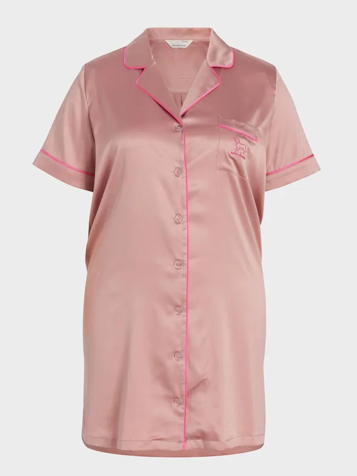 Women PA Plus Nougat Satin Short Sleeve Nightshirt Multi Peter Alexander Satin