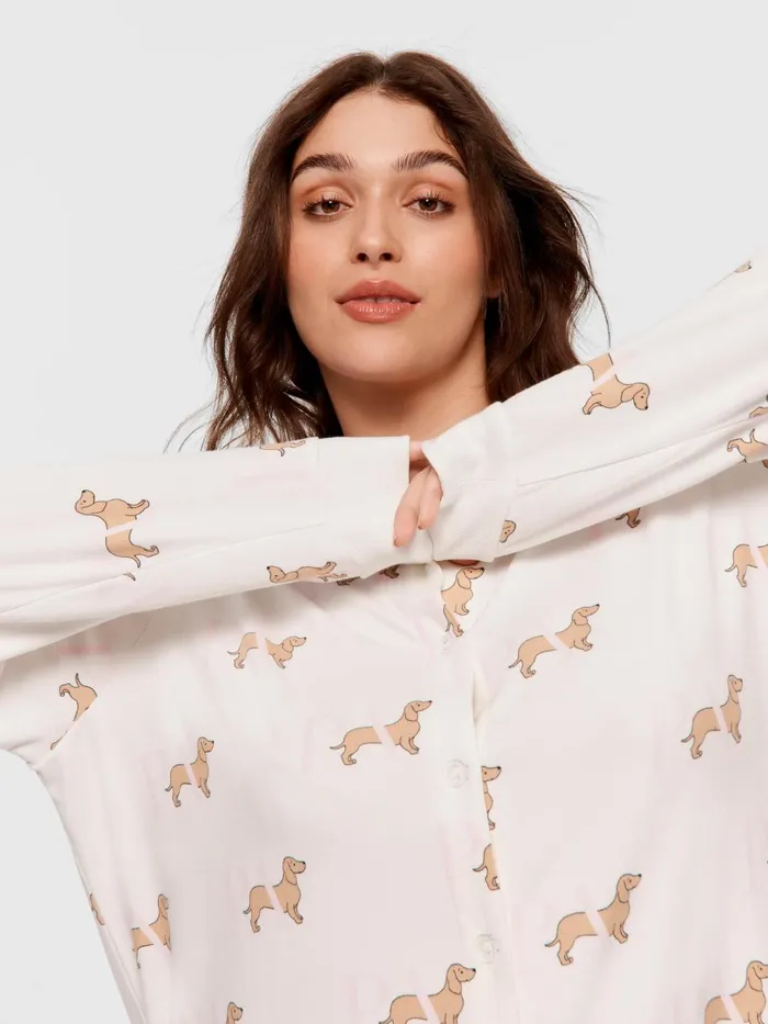 Women PA Plus Penny Long Sleeve Plush Nightshirt Multi Peter Alexander Lounge