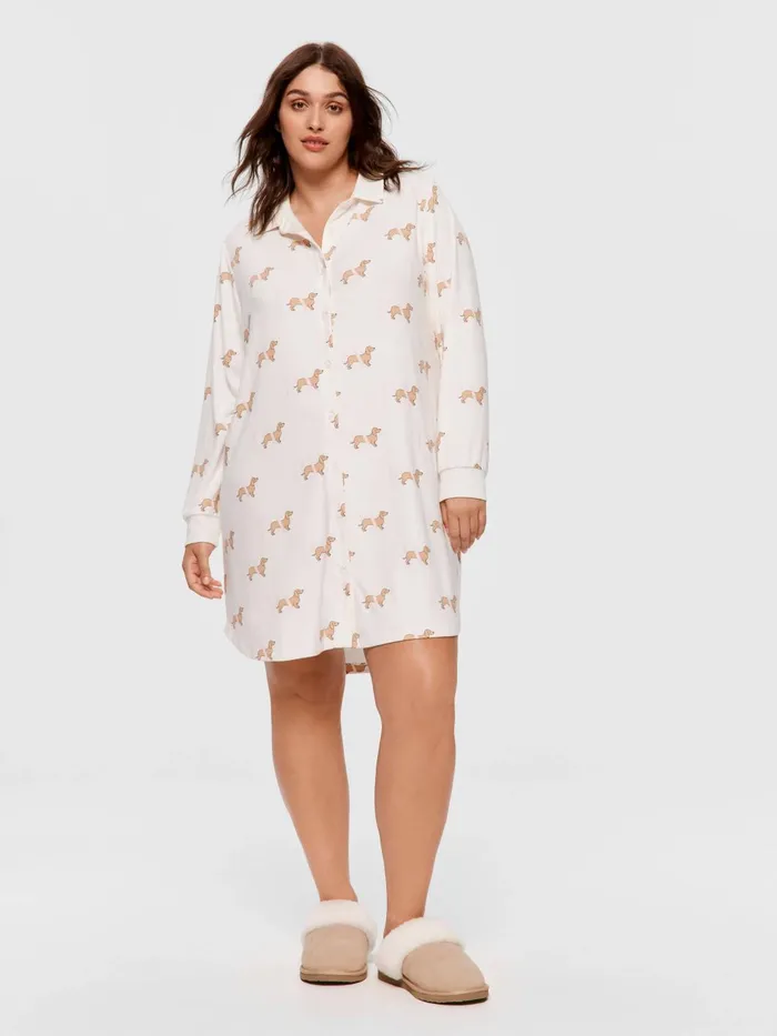 Women PA Plus Penny Long Sleeve Plush Nightshirt Multi Peter Alexander Lounge