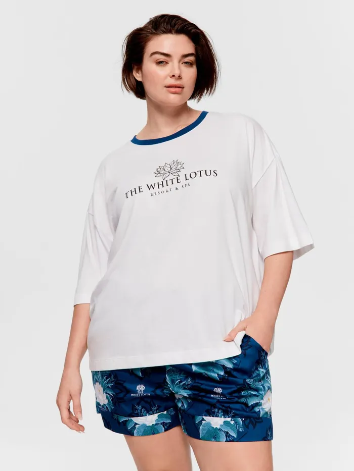 Women PA Plus The White Lotus Tee Cream Peter Alexander Tops