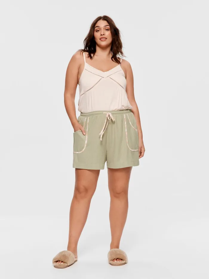 Women PA Plus Waffle Mid Short Green Peter Alexander Shorts
